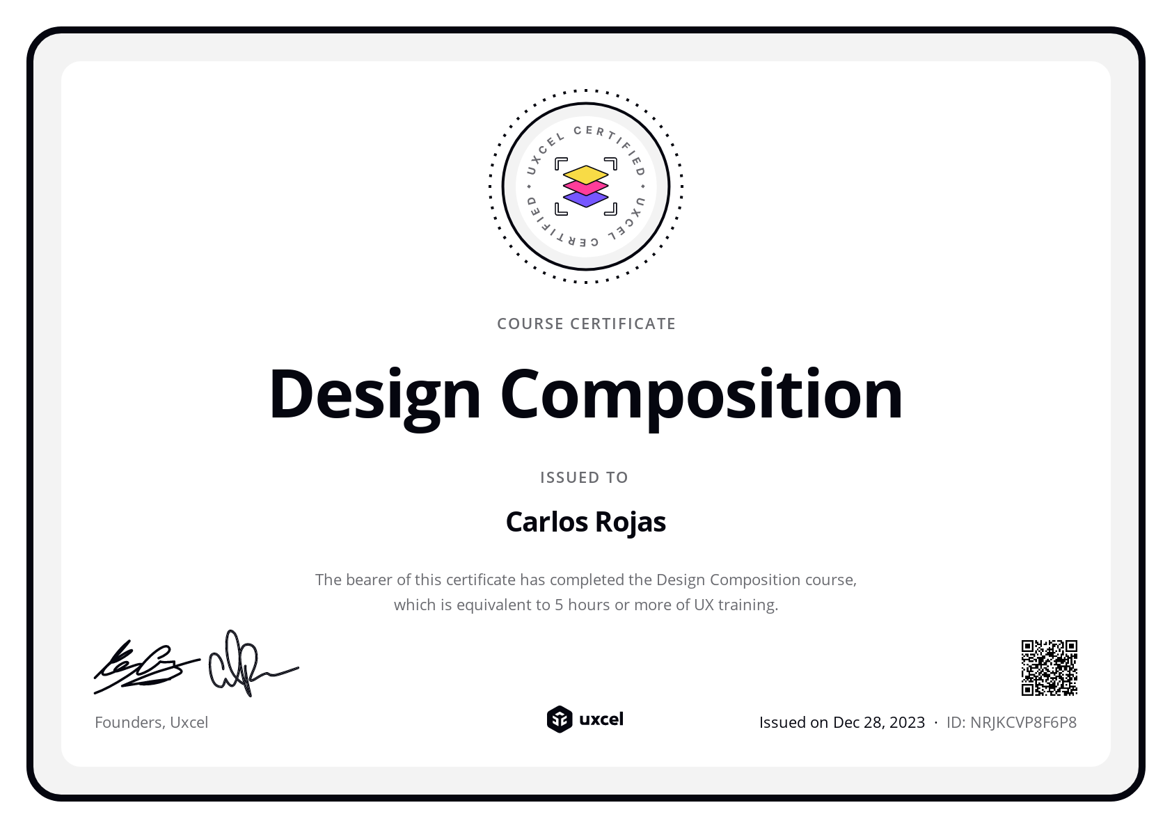 Carlos Rojas's certificate